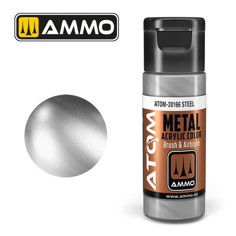 Ammo by MIG - Atom Color - Metallic - Steel 20ml