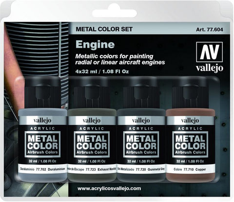 Vallejo - Metal Colour - Engine 4 Colour Acrylic Paint Set